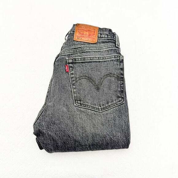 Levi's 501 S Skinny Gray Charcoal Wash Button Fly Skinny Denim Jean Size 24 x 28 - Picture 1 of 9